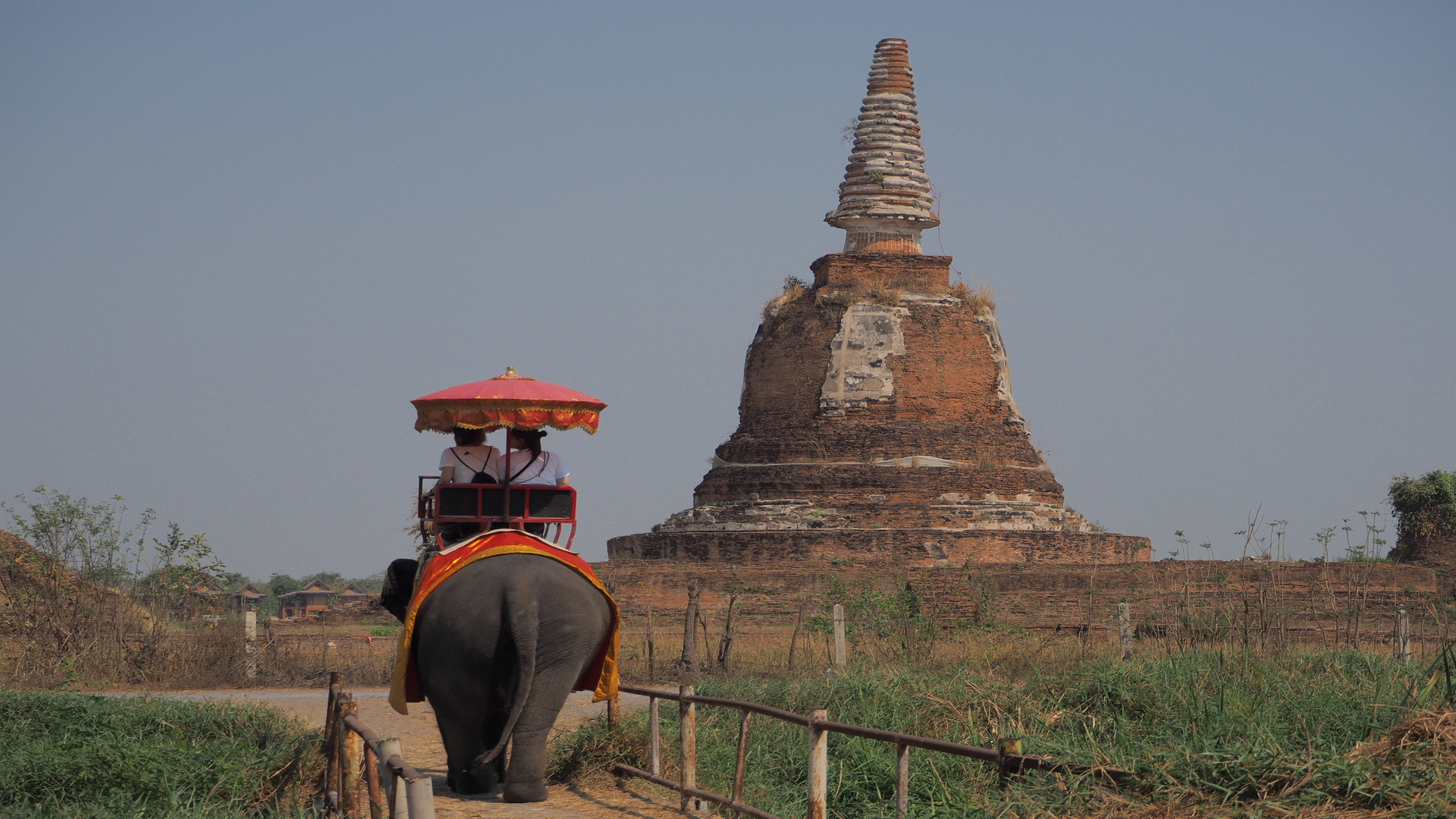 エレファントビレッジにて、象に乗ってお散歩(約10分間)